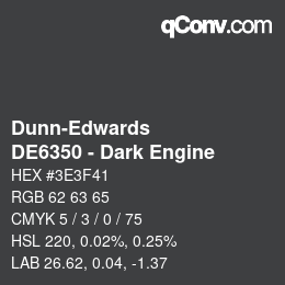 カラーコード: Dunn-Edwards - DE6350 - Dark Engine | qconv.com