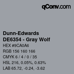 カラーコード: Dunn-Edwards - DE6354 - Gray Wolf | qconv.com