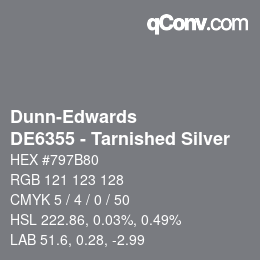 Color code: Dunn-Edwards - DE6355 - Tarnished Silver | qconv.com