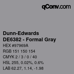 カラーコード: Dunn-Edwards - DE6382 - Formal Gray | qconv.com