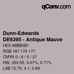 カラーコード: Dunn-Edwards - DE6395 - Antique Mauve | qconv.com
