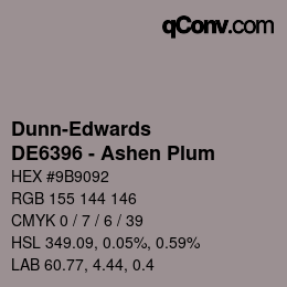 カラーコード: Dunn-Edwards - DE6396 - Ashen Plum | qconv.com
