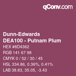 カラーコード: Dunn-Edwards - DEA100 - Putnam Plum | qconv.com