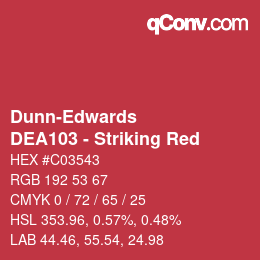 Código de color: Dunn-Edwards - DEA103 - Striking Red | qconv.com