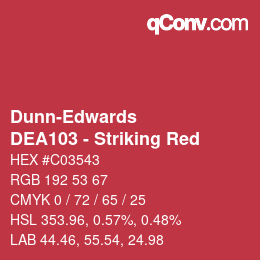 カラーコード: Dunn-Edwards - DEA103 - Striking Red | qconv.com