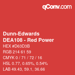 カラーコード: Dunn-Edwards - DEA108 - Red Power | qconv.com