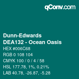 カラーコード: Dunn-Edwards - DEA132 - Ocean Oasis | qconv.com