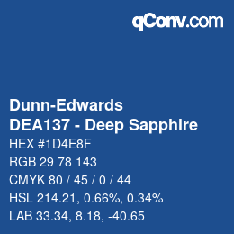 Code couleur: Dunn-Edwards - DEA137 - Deep Sapphire | qconv.com