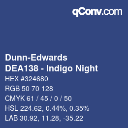 Code couleur: Dunn-Edwards - DEA138 - Indigo Night | qconv.com