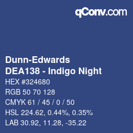 カラーコード: Dunn-Edwards - DEA138 - Indigo Night | qconv.com