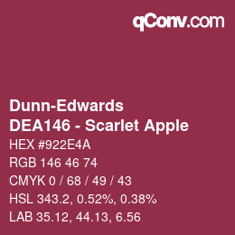 カラーコード: Dunn-Edwards - DEA146 - Scarlet Apple | qconv.com