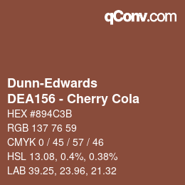 カラーコード: Dunn-Edwards - DEA156 - Cherry Cola | qconv.com