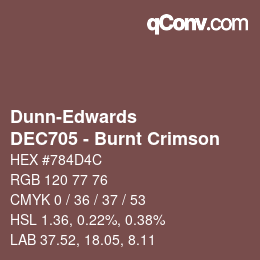 カラーコード: Dunn-Edwards - DEC705 - Burnt Crimson | qconv.com