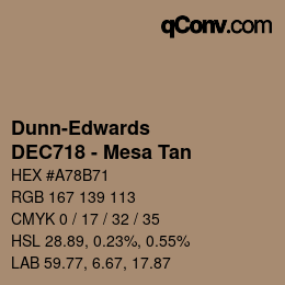 Code couleur: Dunn-Edwards - DEC718 - Mesa Tan | qconv.com