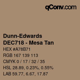 カラーコード: Dunn-Edwards - DEC718 - Mesa Tan | qconv.com