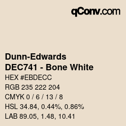 カラーコード: Dunn-Edwards - DEC741 - Bone White | qconv.com