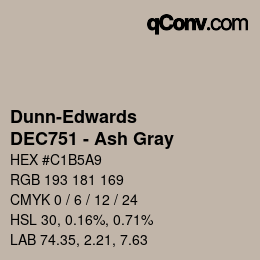 Color code: Dunn-Edwards - DEC751 - Ash Gray | qconv.com