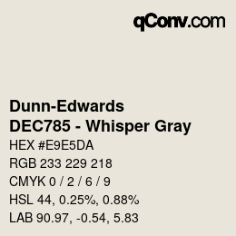 カラーコード: Dunn-Edwards - DEC785 - Whisper Gray | qconv.com