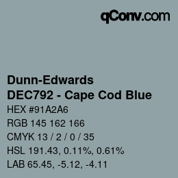 Code couleur: Dunn-Edwards - DEC792 - Cape Cod Blue | qconv.com