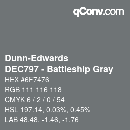 Color code: Dunn-Edwards - DEC797 - Battleship Gray | qconv.com