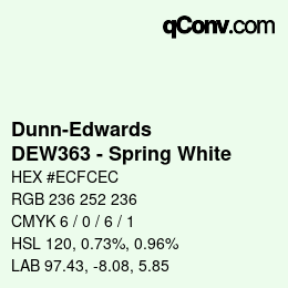 カラーコード: Dunn-Edwards - DEW363 - Spring White | qconv.com