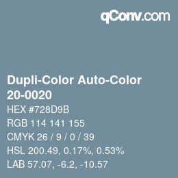 Color code: Dupli-Color Auto-Color - 20-0020 | qconv.com