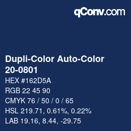 Color code: Dupli-Color Auto-Color - 20-0801 | qconv.com