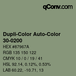 Color code: Dupli-Color Auto-Color - 30-0200 | qconv.com