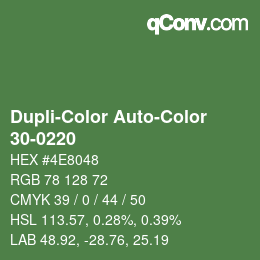 Color code: Dupli-Color Auto-Color - 30-0220 | qconv.com