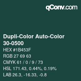 Color code: Dupli-Color Auto-Color - 30-0500 | qconv.com