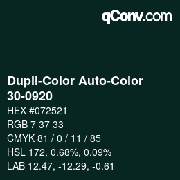 Color code: Dupli-Color Auto-Color - 30-0920 | qconv.com