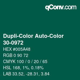 Color code: Dupli-Color Auto-Color - 30-0972 | qconv.com