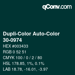 Color code: Dupli-Color Auto-Color - 30-0974 | qconv.com