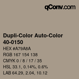 Color code: Dupli-Color Auto-Color - 40-0150 | qconv.com