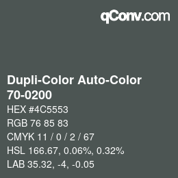 Color code: Dupli-Color Auto-Color - 70-0200 | qconv.com