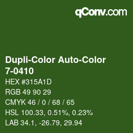 Color code: Dupli-Color Auto-Color - 7-0410 | qconv.com