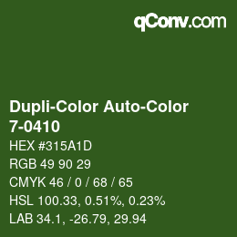 Código de color: Dupli-Color Auto-Color - 7-0410 | qconv.com