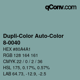 Code couleur: Dupli-Color Auto-Color - 8-0040 | qconv.com