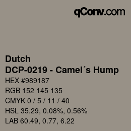 カラーコード: Dutch - DCP-0219 - Camel´s Hump | qconv.com