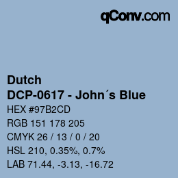 Farbcode: Dutch - DCP-0617 - John´s Blue | qconv.com