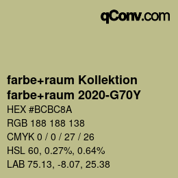 カラーコード: farbe+raum Kollektion - farbe+raum 2020-G70Y | qconv.com