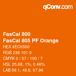 カラーコード: FasCal 800 - FasCal 805 PF Orange | qconv.com