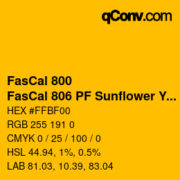 Farbcode: FasCal 800 - FasCal 806 PF Sunflower Yellow | qconv.com