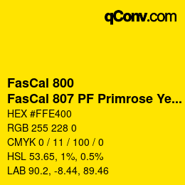 Farbcode: FasCal 800 - FasCal 807 PF Primrose Yellow | qconv.com