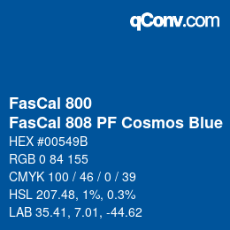 カラーコード: FasCal 800 - FasCal 808 PF Cosmos Blue | qconv.com