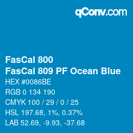 颜色代码: FasCal 800 - FasCal 809 PF Ocean Blue | qconv.com