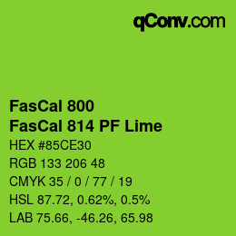 Farbcode: FasCal 800 - FasCal 814 PF Lime | qconv.com