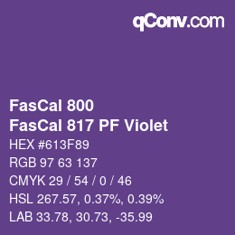 カラーコード: FasCal 800 - FasCal 817 PF Violet | qconv.com