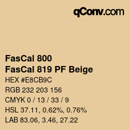 Farbcode: FasCal 800 - FasCal 819 PF Beige | qconv.com