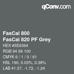 Farbcode: FasCal 800 - FasCal 820 PF Grey | qconv.com